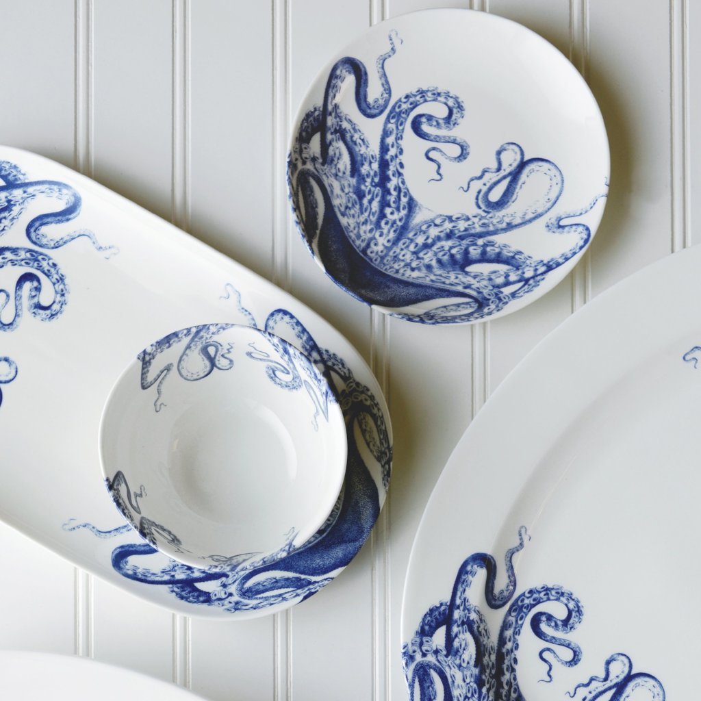 Blue Octopus Dinner & Serveware Plates Bowls Mugs Platters Serving Sea Lucy Espresso Cup & Saucer