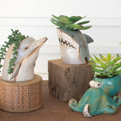 Ceramic Planter - Octopus, Dolphin & Shark