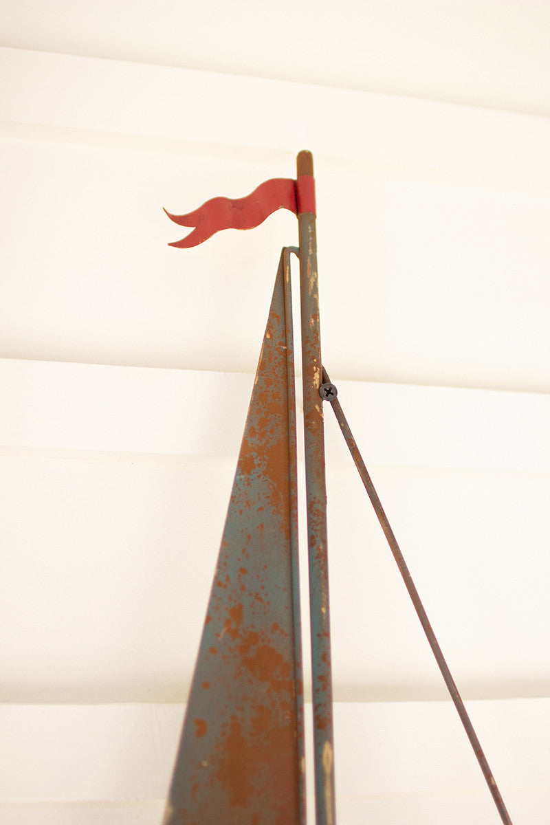 Painted Metal Sailboat Wall Hangings - Two Sizes