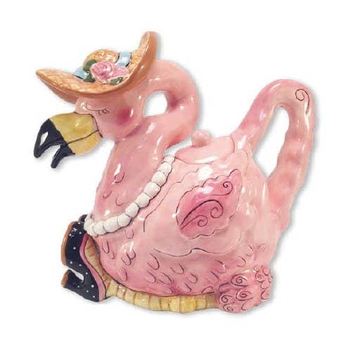 Ceramic flamingo teapot – Miss Precious coastal serveware