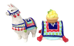 Hand-painted ceramic llama salt & pepper shakers – playful tableware collectible