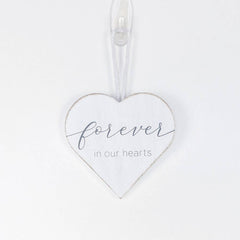 Christmas ornament wood heart “Forever in Our Hearts” – holiday memorial decoration
