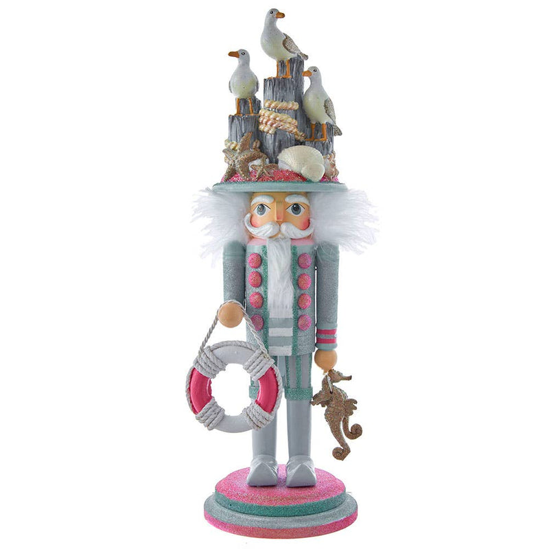 Christmas nutcracker in coastal seagull style – seasonal holiday decoration