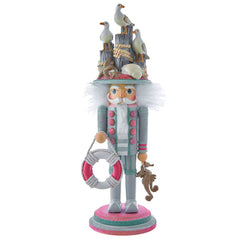 Christmas nutcracker in coastal seagull style – seasonal holiday decoration