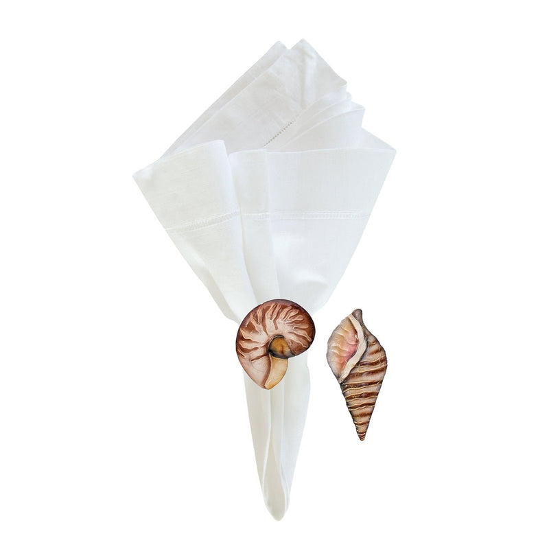 Coastal seashell napkin rings beach themed nautical dinnerware table accents