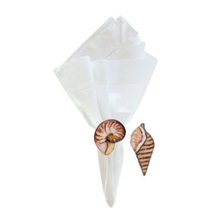 Coastal seashell napkin rings beach themed nautical dinnerware table accents