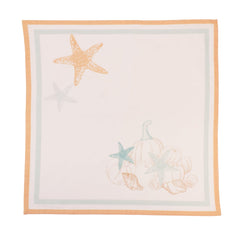 Coastal Thanksgiving napkins beach themed cloth table decor with starfish and seashells