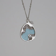 Drift necklace jewelry with aquamarine acrylic teardrop pendant and agate gem