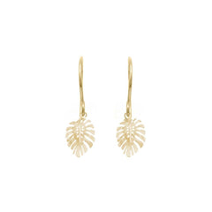 Gold mini Monstera leaf earrings jewelry for women – premium handmade tropical coastal style