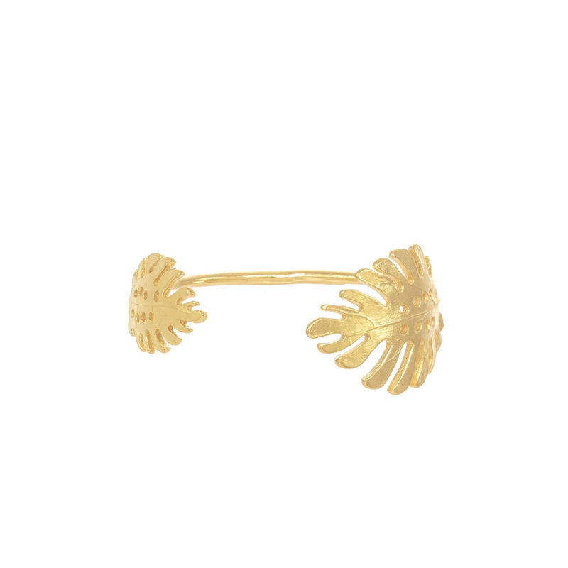 Gold Monstera cuff bracelet jewelry for women – premium handmade tropical coastal style