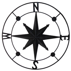 Antiqued Metal Compass Rose Wall Art - Several Color Available