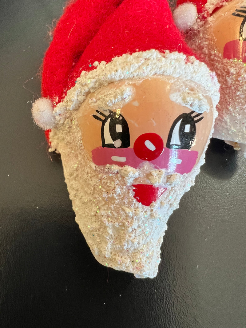Handmade Santa Face Shell Ornament