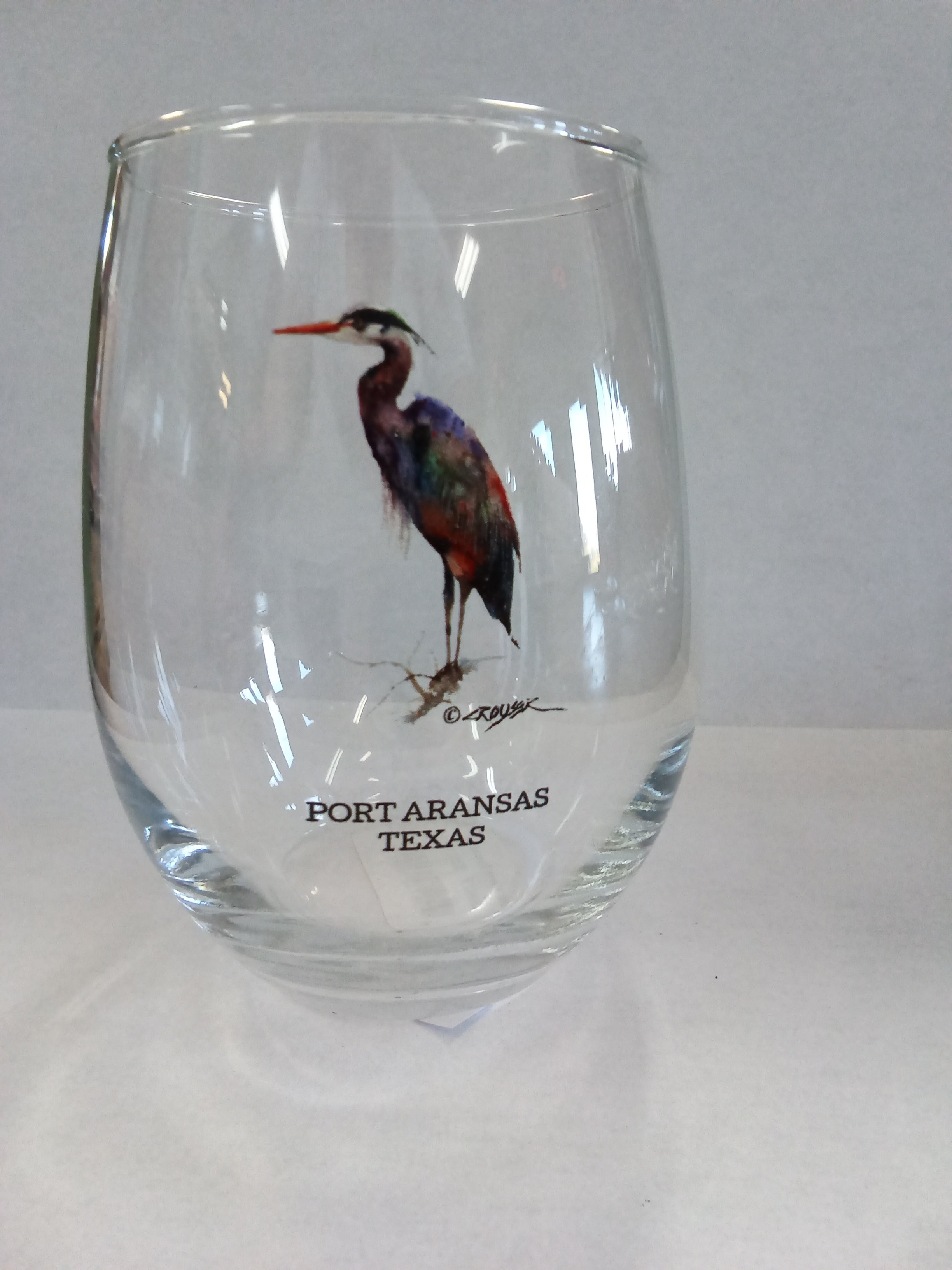 Heron Etched Stemless Wine Glasses - Set of 4