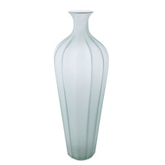 Large frosted glass vase in green - coastal home decor