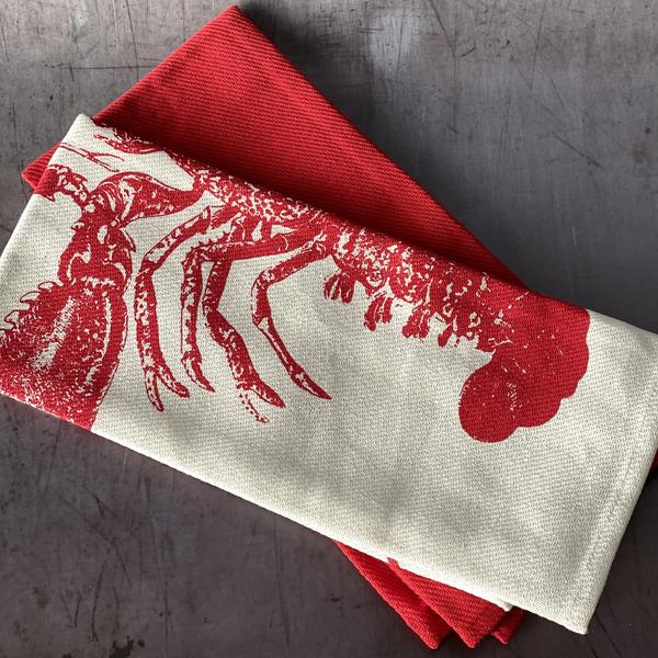 Red Lobsters Kitchen Towels Set/2
