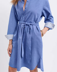 Essential Collar Shirt Dress - French Blue