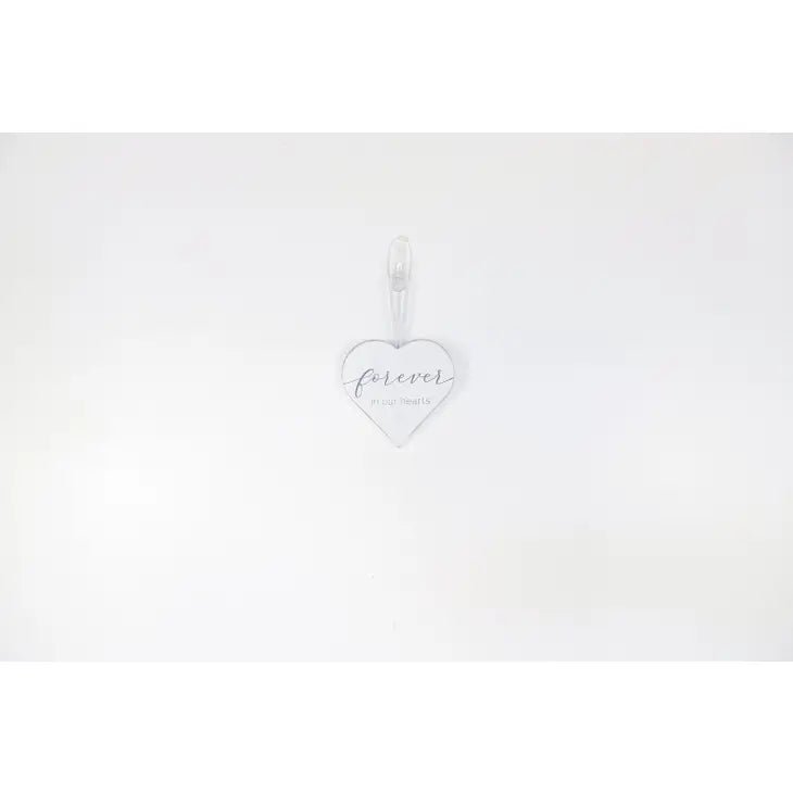 Heart-shaped memorial Christmas ornament hanging – Forever in Our Hearts design