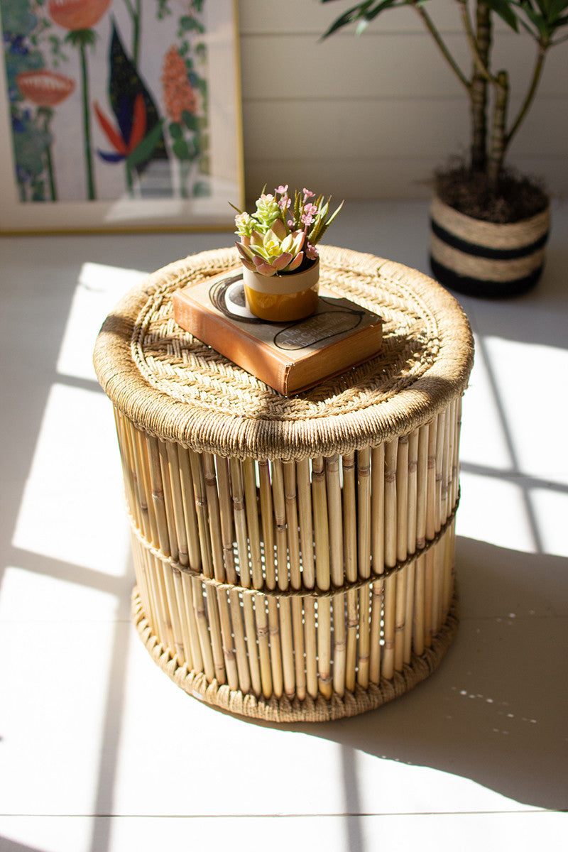 Bamboo Stool with Natural Rope Top