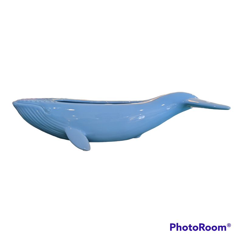 Ceramic Blue Humpback Whale Planter Vase