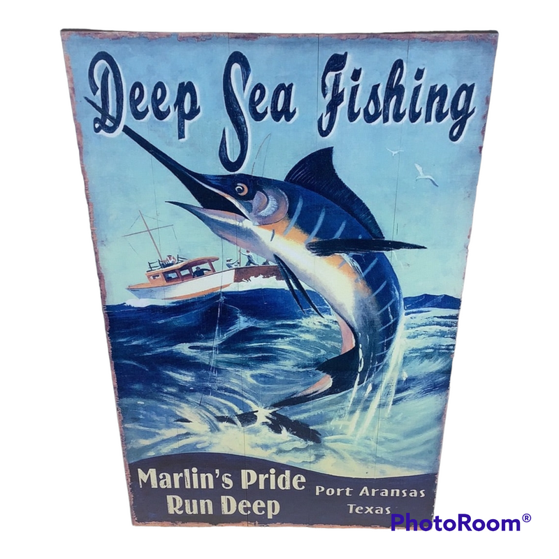Marlin Deep Sea Fishing Sign - Customized Text