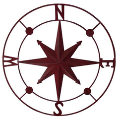 Antiqued Metal Compass Rose Wall Art - Several Color Available