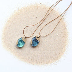Adjustable cord necklace with sand and resin pendant – ocean inspired jewelry
