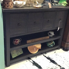 Console table with storage drawers and lower shelving – modern rustic design
