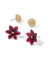 Resort Flower Stud Earrings Set - 2 Pairs