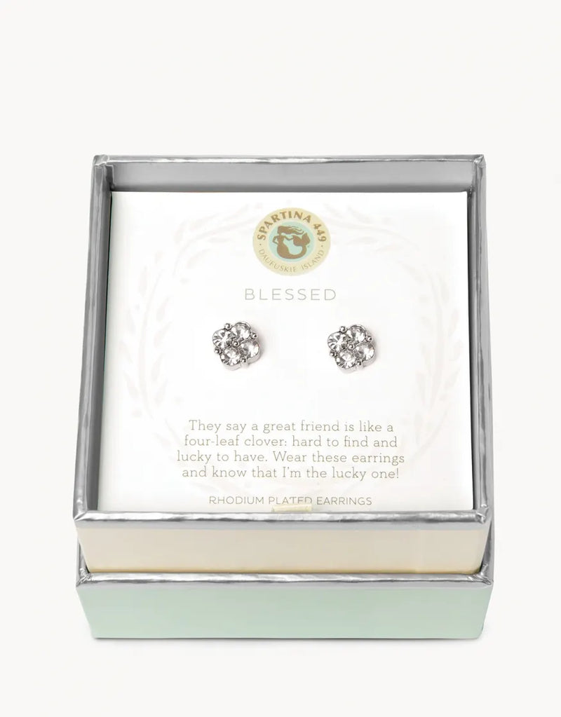 Sea La Vie Stud Earrings – Blessed Crystal Clover in Gift Box