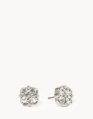 Sea La Vie Stud Earrings – Silver Crystal Clover Front View