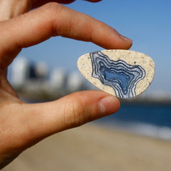 Silver chasm brooch jewelry – ultramarine resin and sand asymmetrical design
