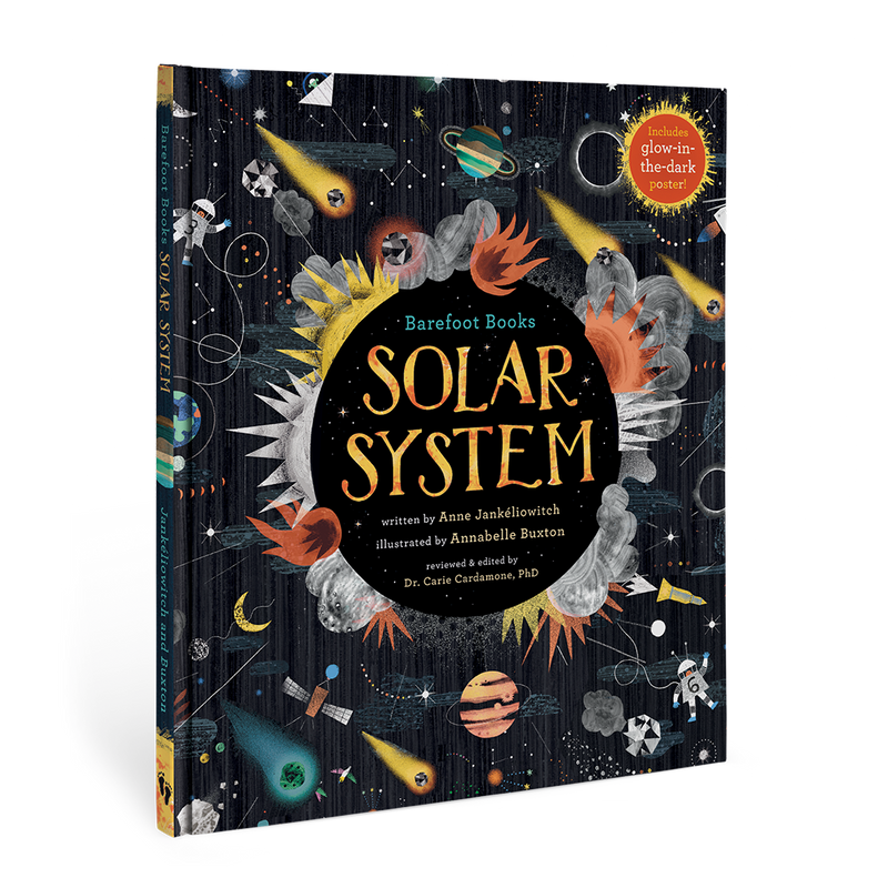 Cover of "Barefoot Books Solar System" featuring colorful illustrations of planets and stars.