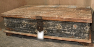 Teak storage coffee table chest – natural patina wood furniture for living rooms