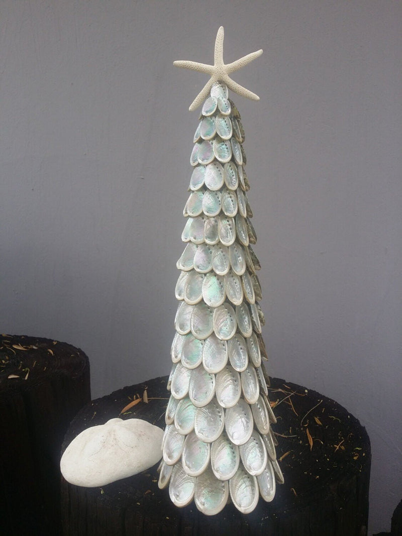 Abalone Seashell Tree with Finger Star Top - ChristmasLoving Coastal Living