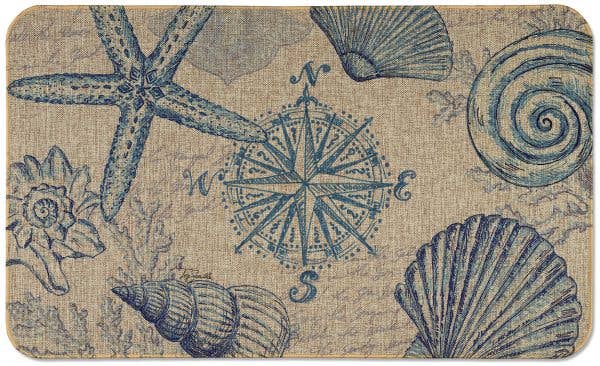 Linen Look Floor Mat 29.5" x 17.75" - Coastal Sketch