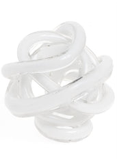 Handblown Glass Knot - White & Clear