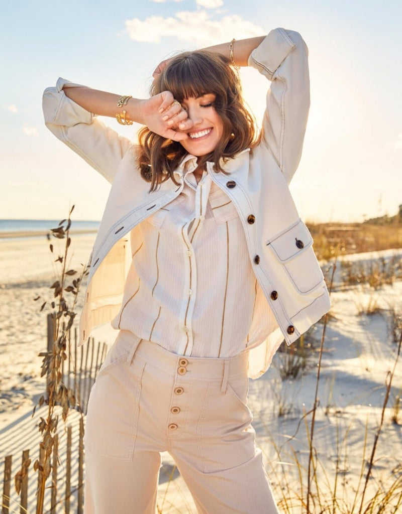 Adler Denim Jacket - Pearl White - ApparelSPARTINA 449