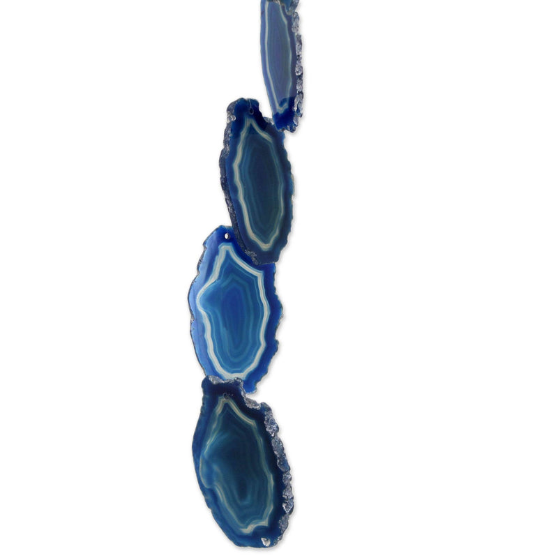 Deep Blue Agate Slices Mobile Wind Chime