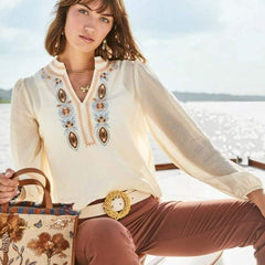 Analyn Embroidered Tunic - Ashley River Embroidery - ApparelSPARTINA 449
