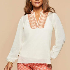Analyn Tunic - Pink House Embroidery - ApparelSPARTINA 449