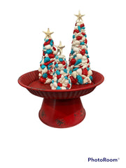 Aqua, Red And White Shell Tree - Accent DecorLoving Coastal Living