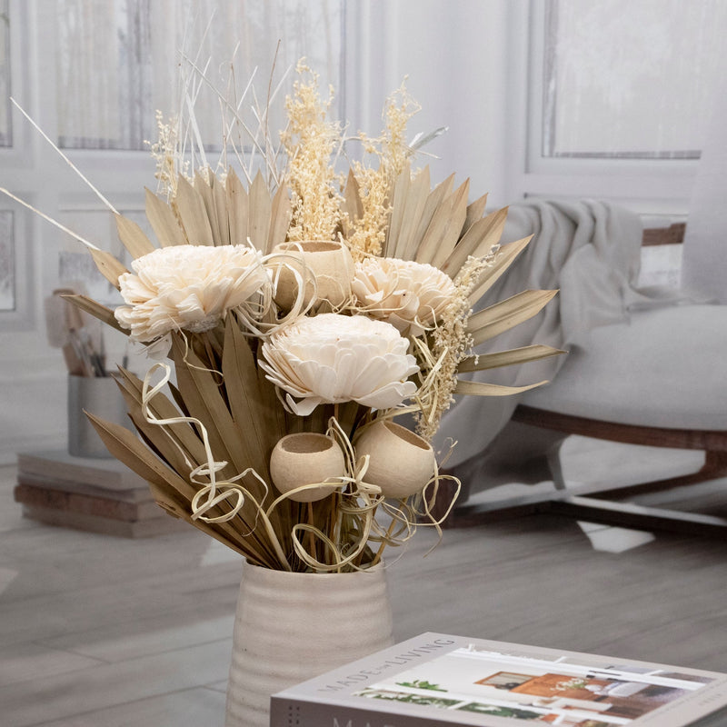 Rustic neutral sola palm bouquet