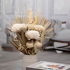 Rustic neutral sola palm bouquet