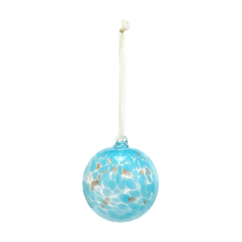 Light Blue and Gold Spotted Globe Ornament