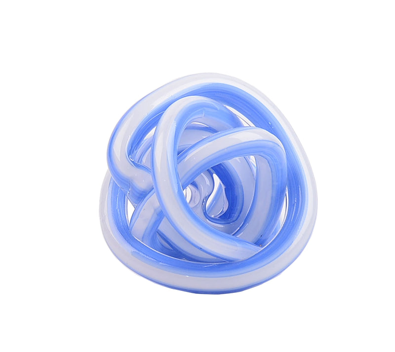 Glass Two-Tone Knot Blue and White Swirl Knot