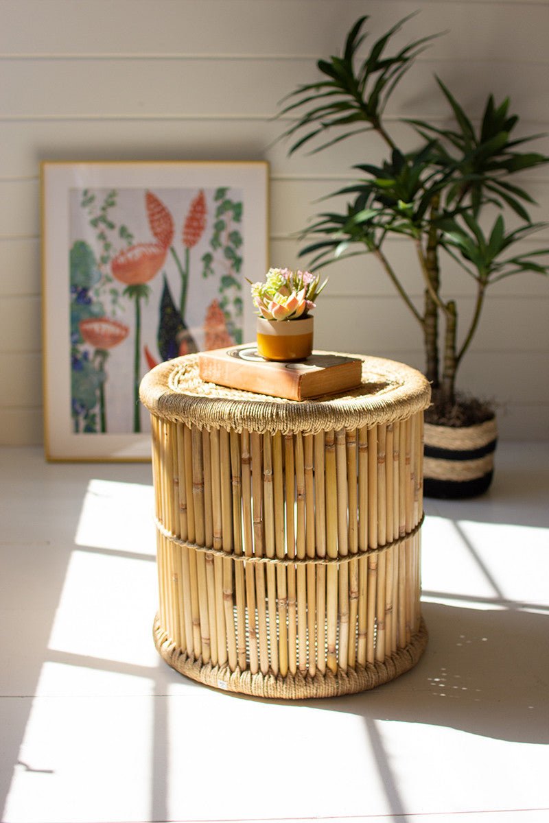 Bamboo Stool with Natural Rope Top - Sm FurnitureKalalou