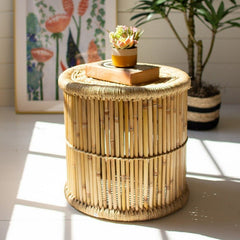 Bamboo Stool with Natural Rope Top - Sm FurnitureKalalou