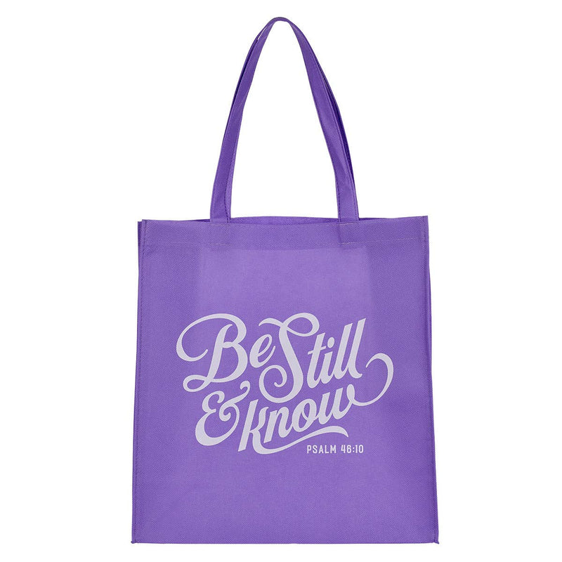 Be Still Lavender Shopping Tote Bag - Psalm 46:10 - Purses & BagsChristian Art Gifts