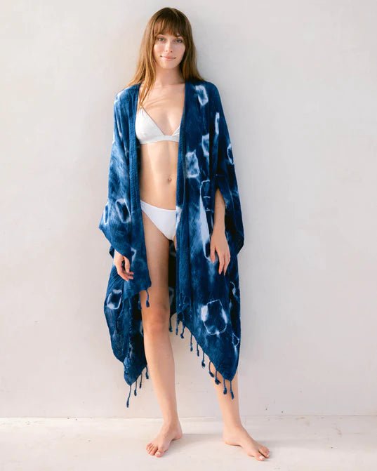 Beach Wrap - Pink or Bright Blue Shibori - ApparelMer - Sea