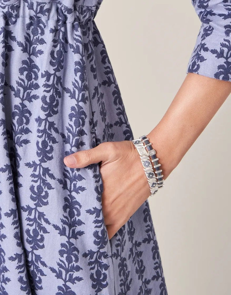 Bellinger Stretch Bracelet Blue Mother - of - Pearl SIL - JewelrySPARTINA 449
